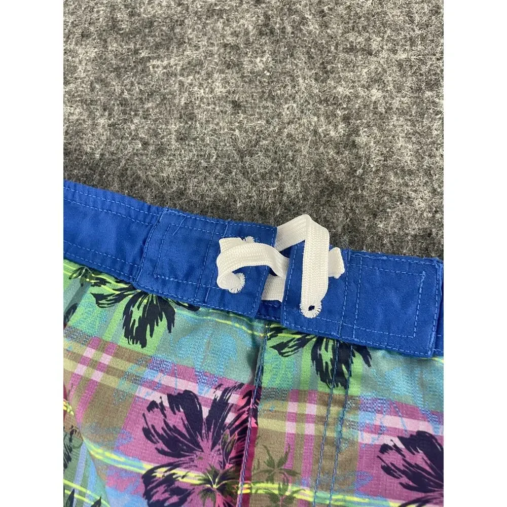 Tommy Bahama Swim Trunks Boys XL 14 16 Board Shorts Blue Floral Lined Logo N248
